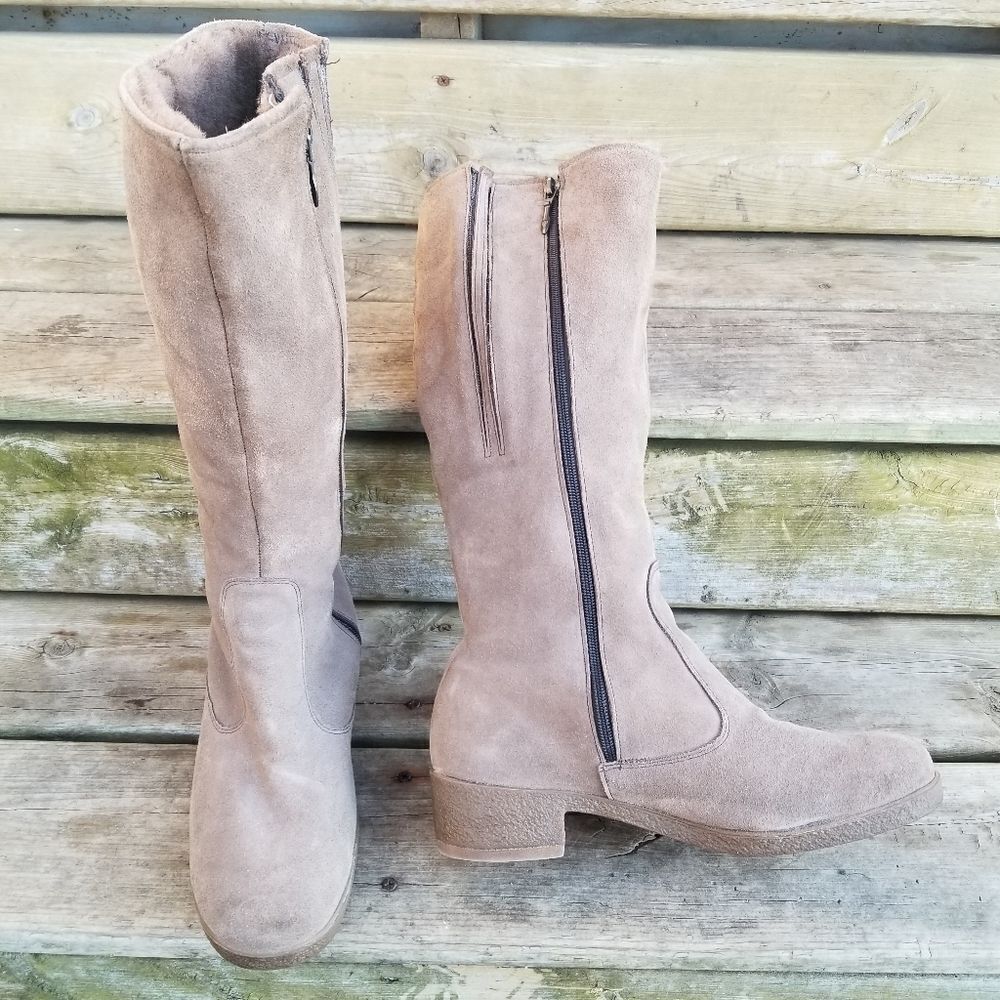 Vintage 90s y2k Morland Sheepskin 16" English‎ Equestrian Shearling Boots 10.5